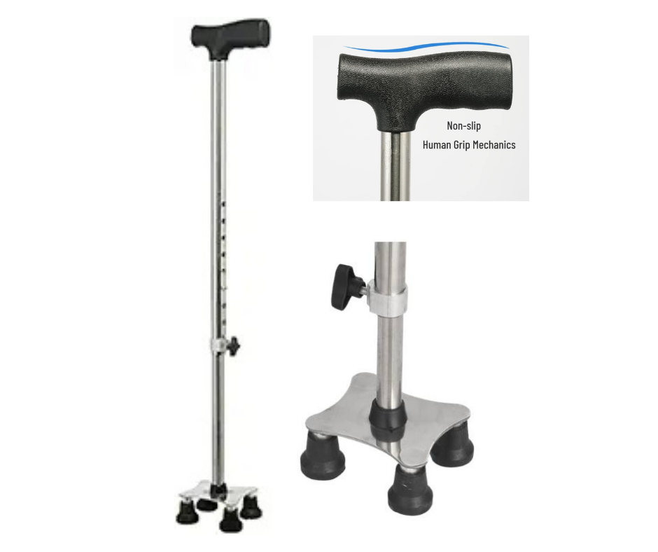 Walking Cane — 4 Prong Stainless