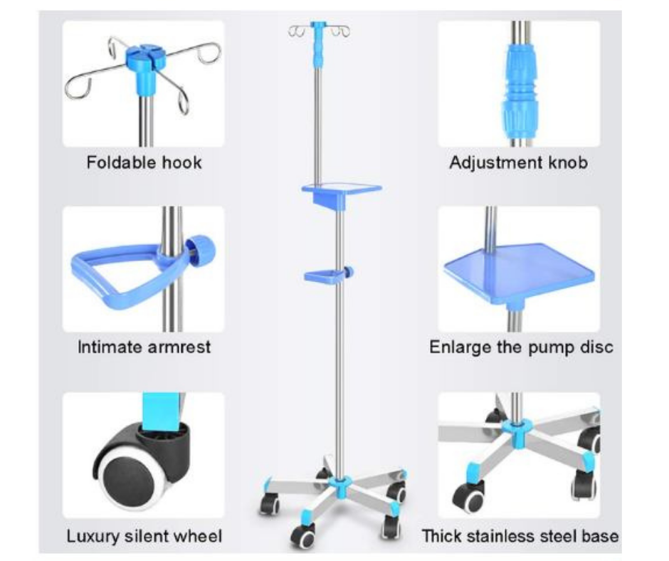 Adjustable IV Pole with Tray