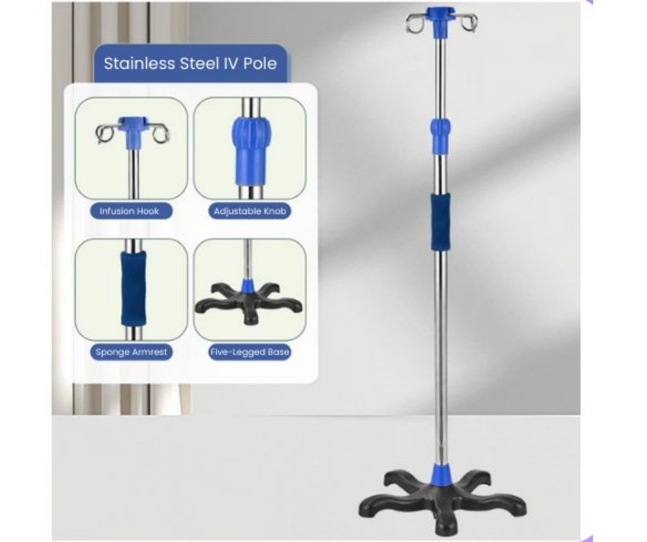 Adjustable IV Pole — Cast Iron Base